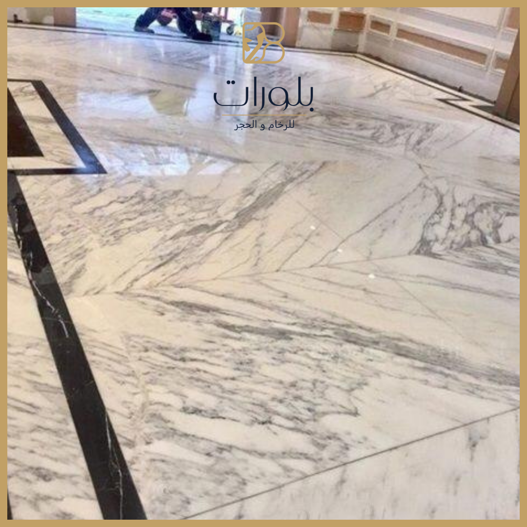 تفاصيل التصميم الهندسي للأرضيات الرخامية في الفندق - بلورات