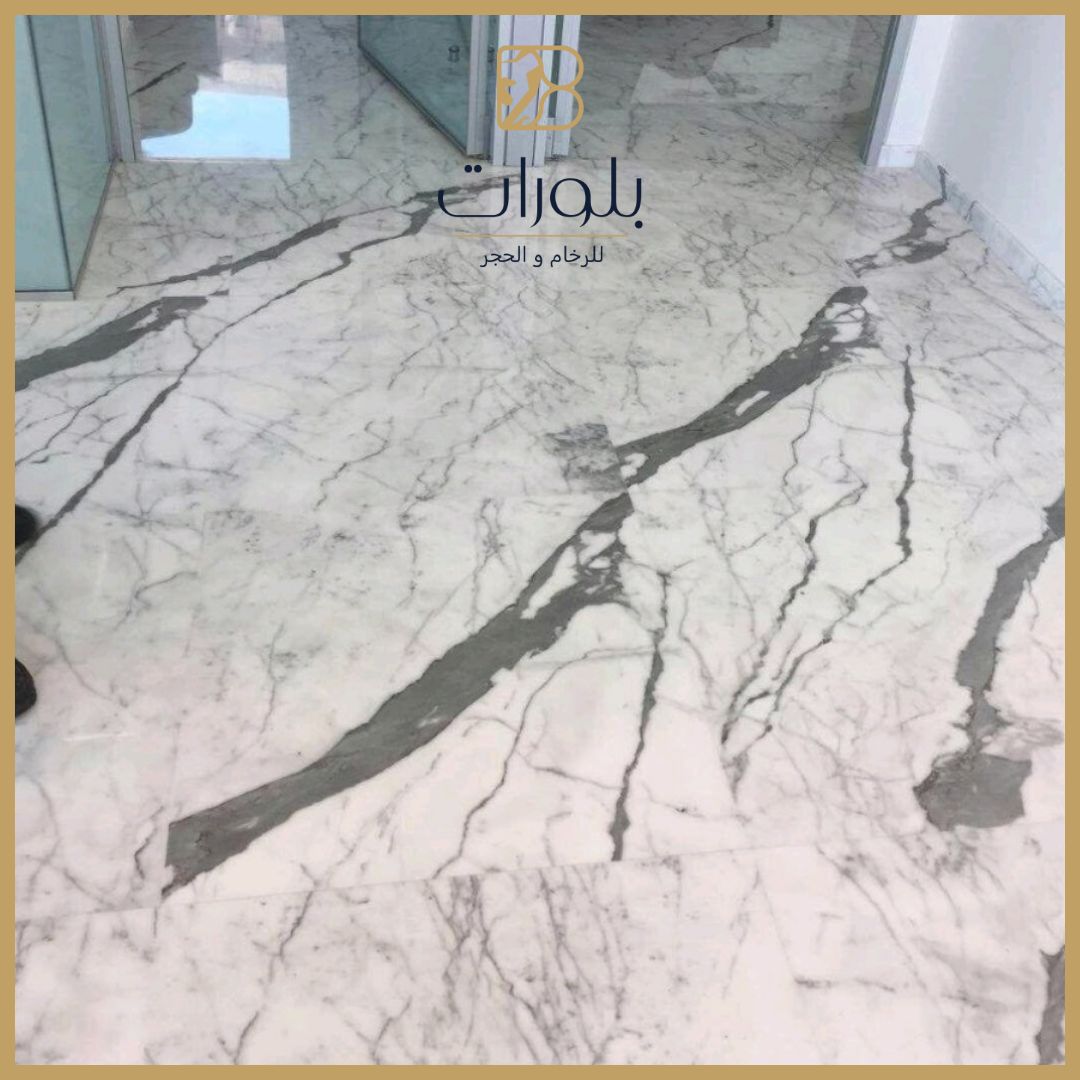 تفاصيل التصميم الهندسي للأرضيات الرخامية في الفندق - بلورات