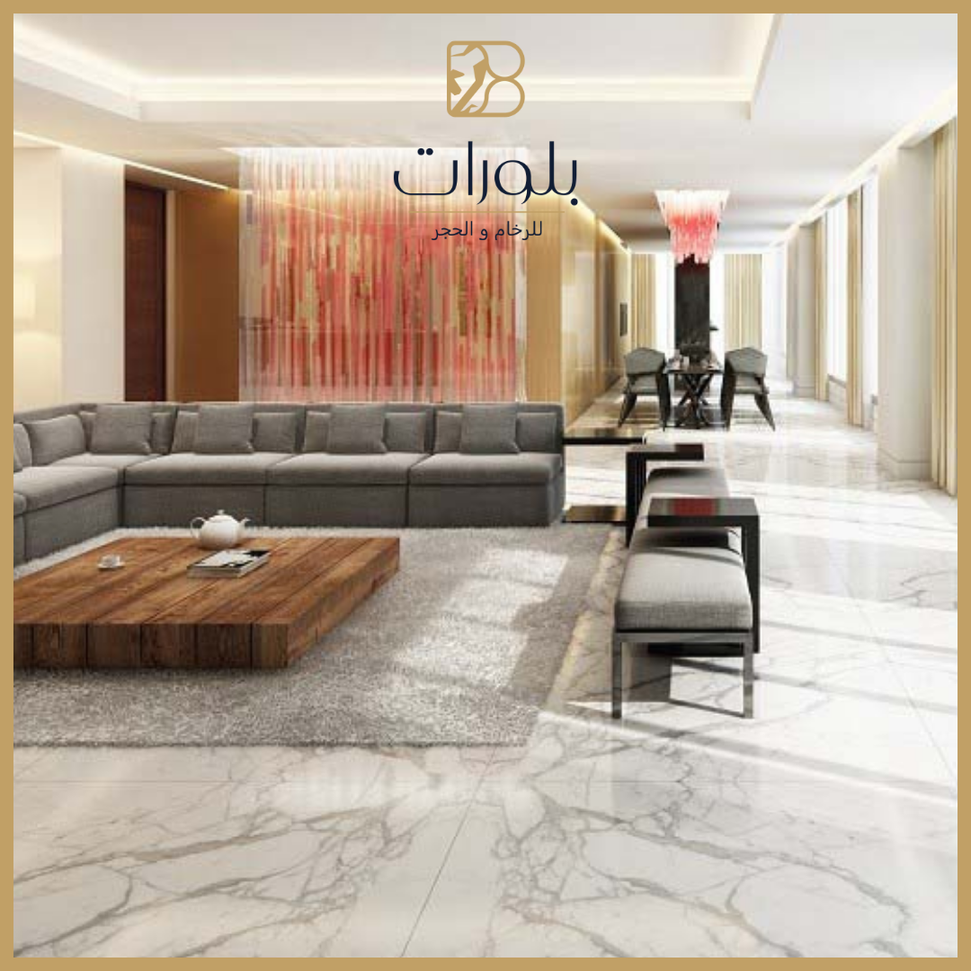 تفاصيل التصميم الهندسي للأرضيات الرخامية في الفندق - بلورات