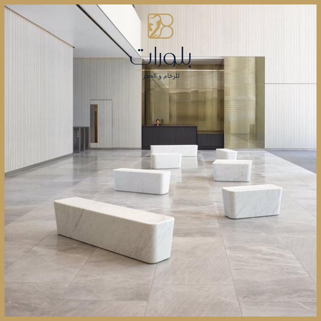 تفاصيل التصميم الهندسي للأرضيات الرخامية في الفندق - بلورات