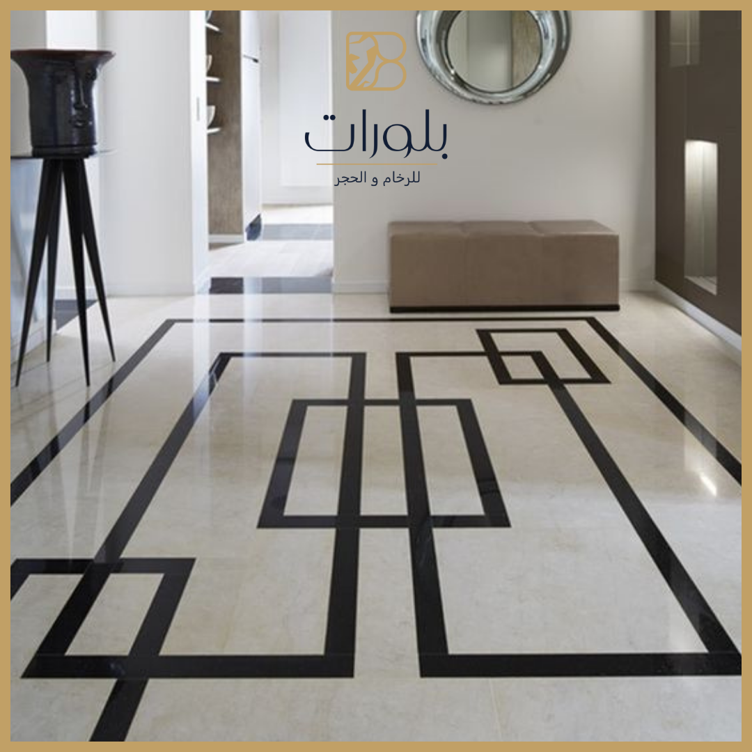 تفاصيل التصميم الهندسي للأرضيات الرخامية في الفندق - بلورات