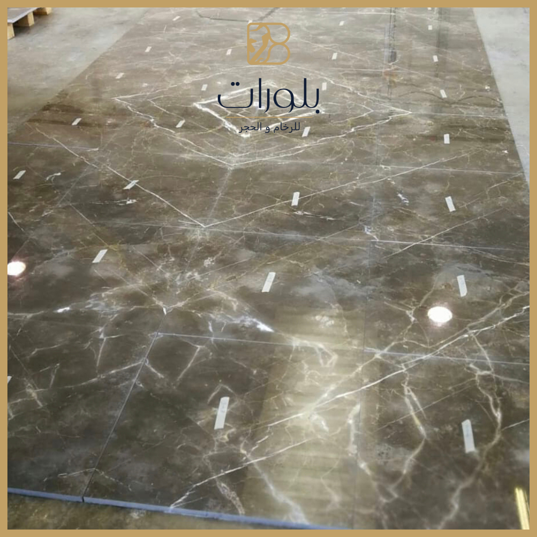 تفاصيل التصميم الهندسي للأرضيات الرخامية في الفندق - بلورات