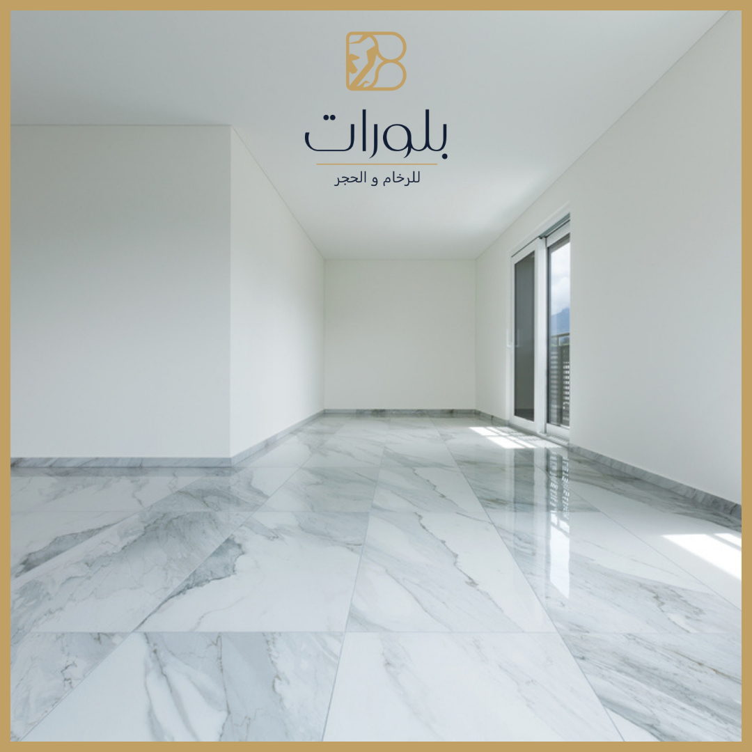  أرضيات رخام كريم مارفيل بنمط هندسي في بهو فندق خمس نجوم - بلورات
