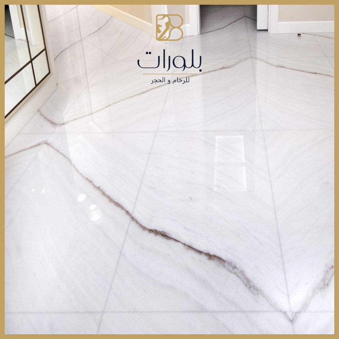 تفاصيل التصميم الهندسي للأرضيات الرخامية في الفندق - بلورات