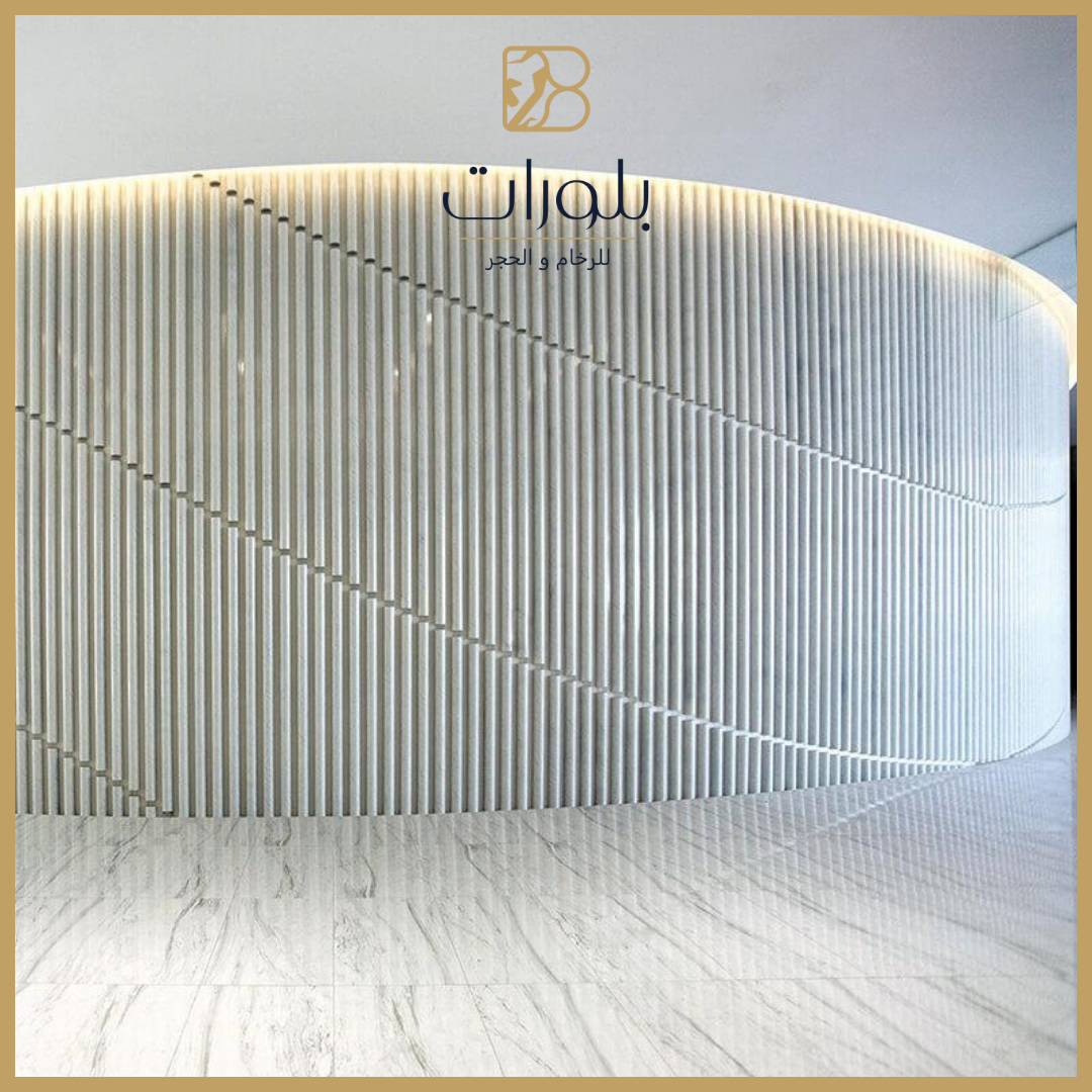 تفاصيل التصميم الهندسي للأرضيات الرخامية في الفندق - بلورات