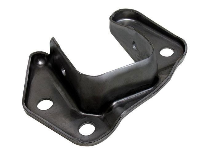 Eine schwarze Metallhalterung mit Löchern darin auf weißem Hintergrund