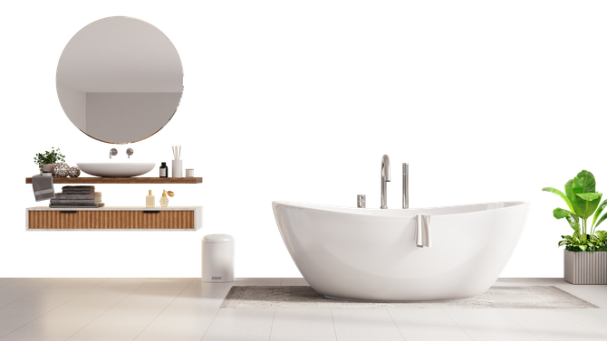Une salle de bains avec baignoire