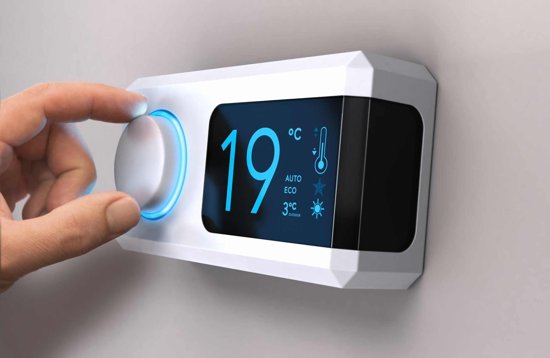 Un thermostat indiquant 19°C