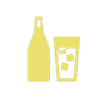 Grafik einer Flasche und eines Glases mit Eiswürfeln