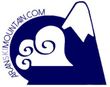 Logotipo azul con una montaña estilizada, una nube blanca arremolinada y el texto “ARANSKIMOUNTAIN.COM” en el borde