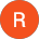 Avatar de un círculo naranja con una letra R blanca sobre un fondo oscuro