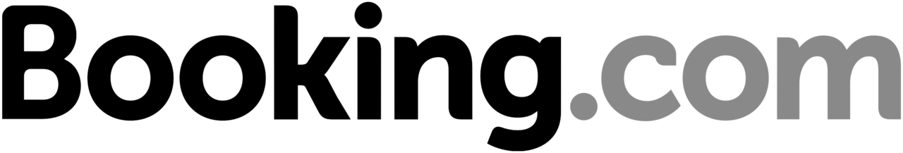 Booking.com logo: Black text with a gray 