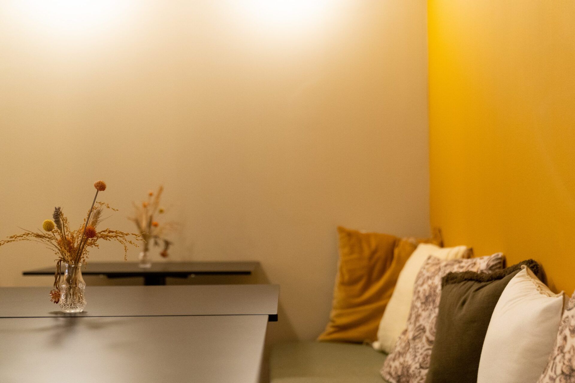 Banquette et petits coussins