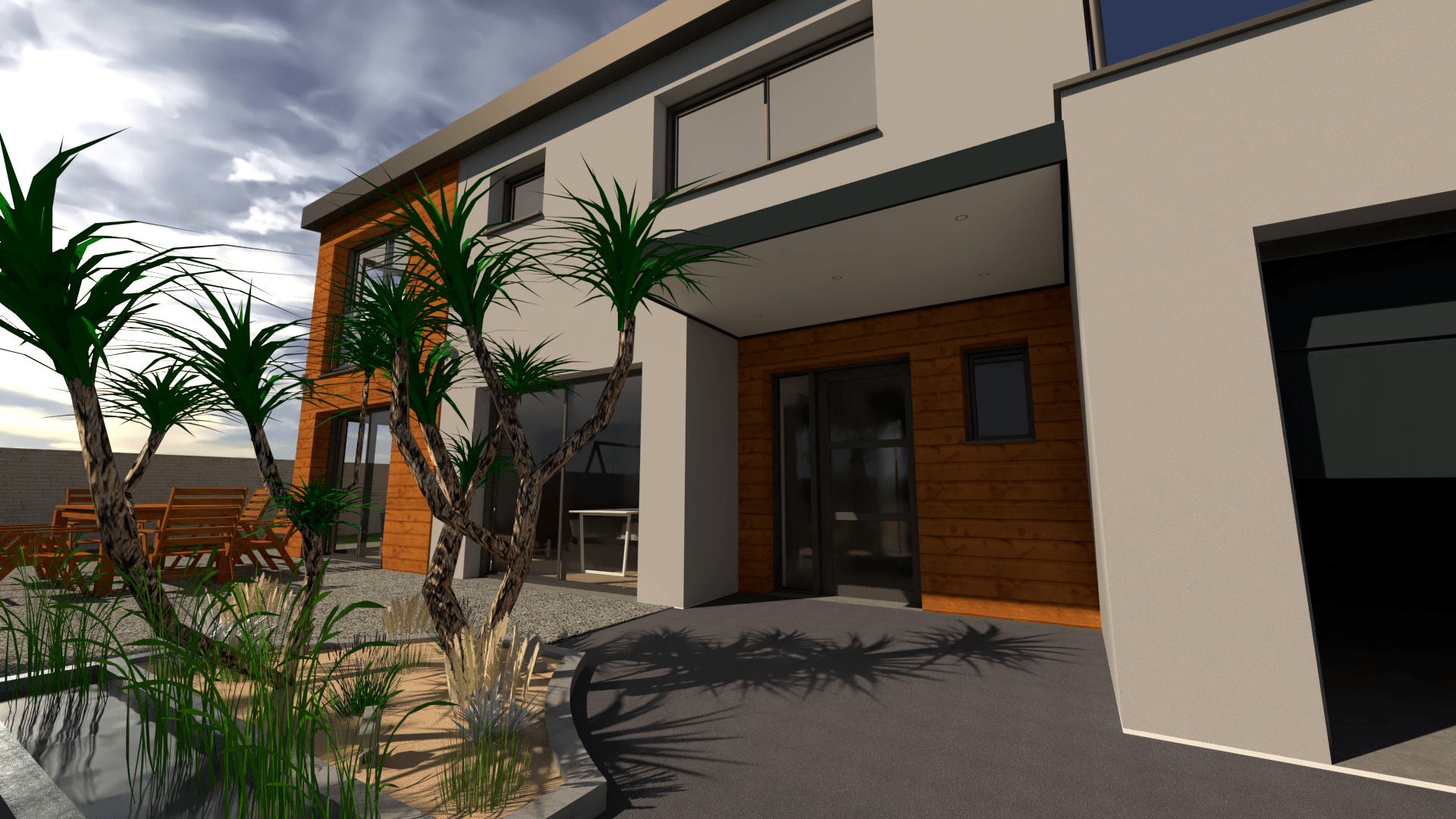 Plan 3D de maison avec une surélévation