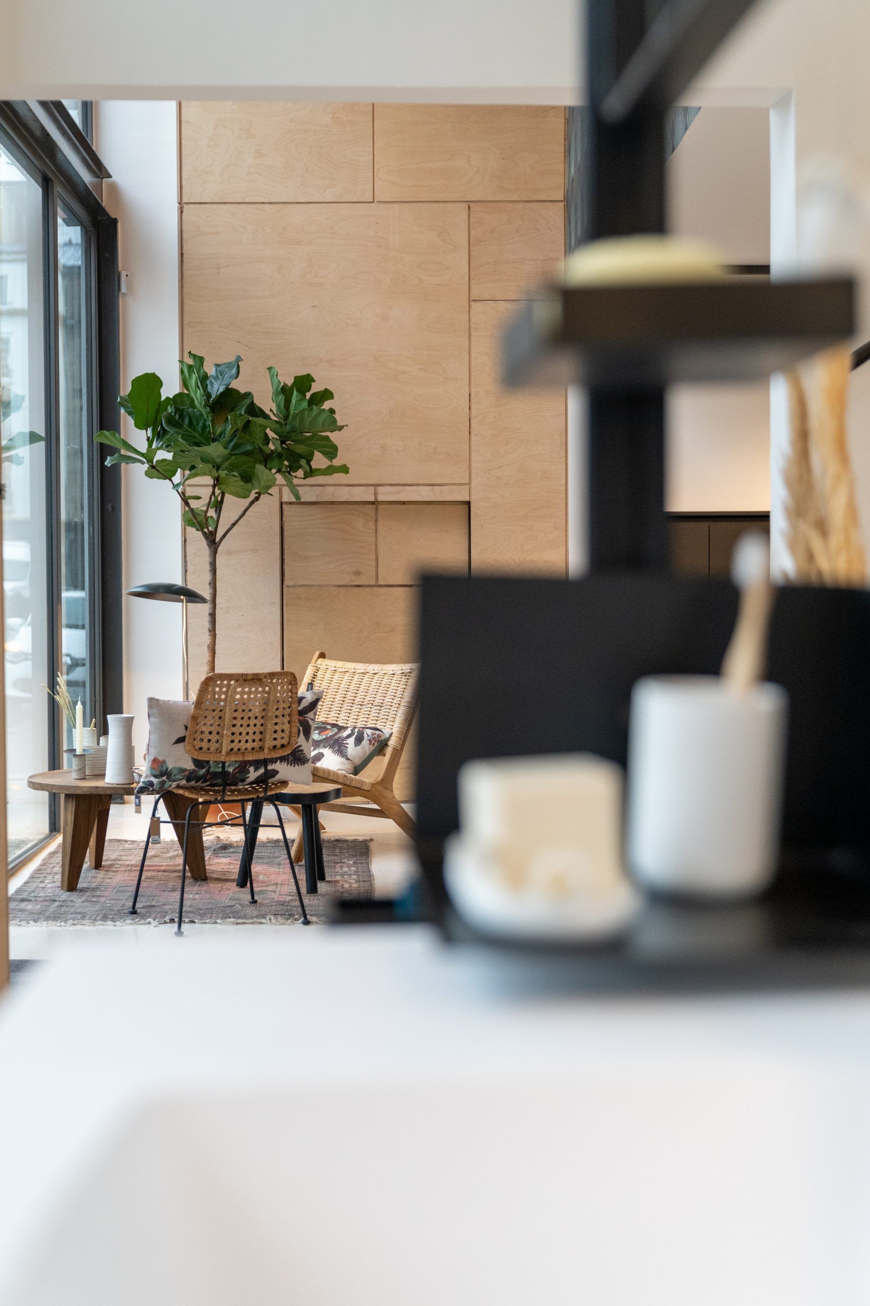 Showroom avec mise en scène d'un salon