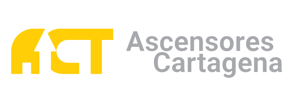 Logotipo de Ascensores Cartagena, con un &ldquo;ACT&rdquo; estilizado en amarillo y el nombre en texto gris.