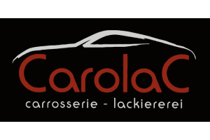 Ein schwarz-rotes Logo für Carolac Carrosserie