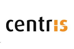 Ein schwarz-oranges Logo für Centris auf weißem Hintergrund