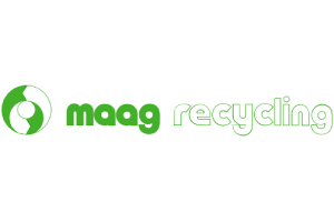 Ein grün-weißes Logo für ein Unternehmen namens Maag Recycling.