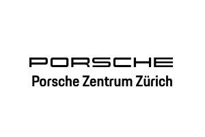 Ein schwarz-weisses Logo für das Porsche Zentrum Zürich auf weissem Hintergrund.