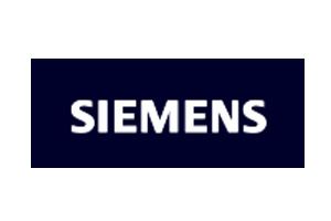Das Siemens-Logo befindet sich auf blauem Hintergrund.