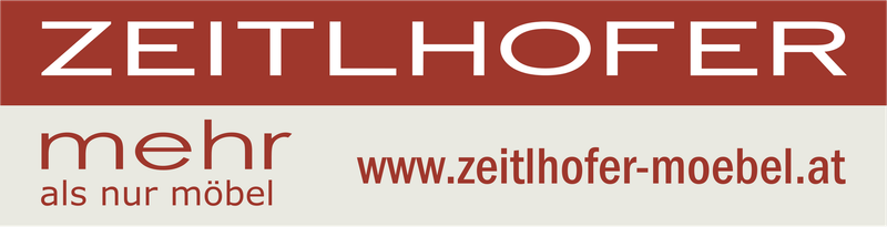 Ein rot-weißes Schild mit der Aufschrift „Zeitlhofer“