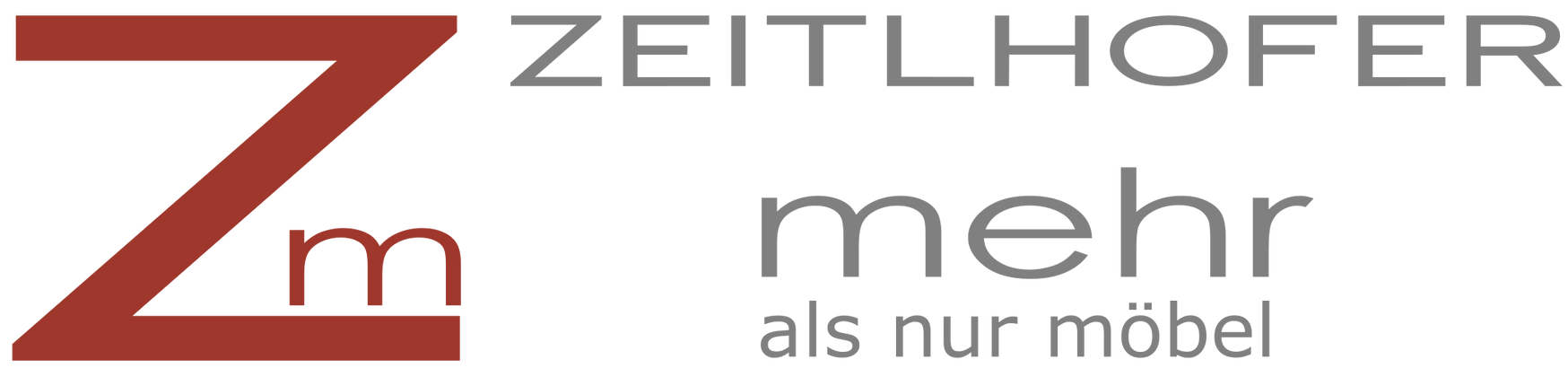 Ein rot-weißes Logo für Zeitlhofer als Nur Möbel