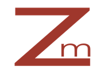 Ein rotes Z- und M-Logo auf weißem Hintergrund
