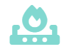 Un icono azul de un fuego sobre un fondo blanco.