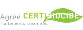 Logo agrée certibiocide, traitements raisonnés.