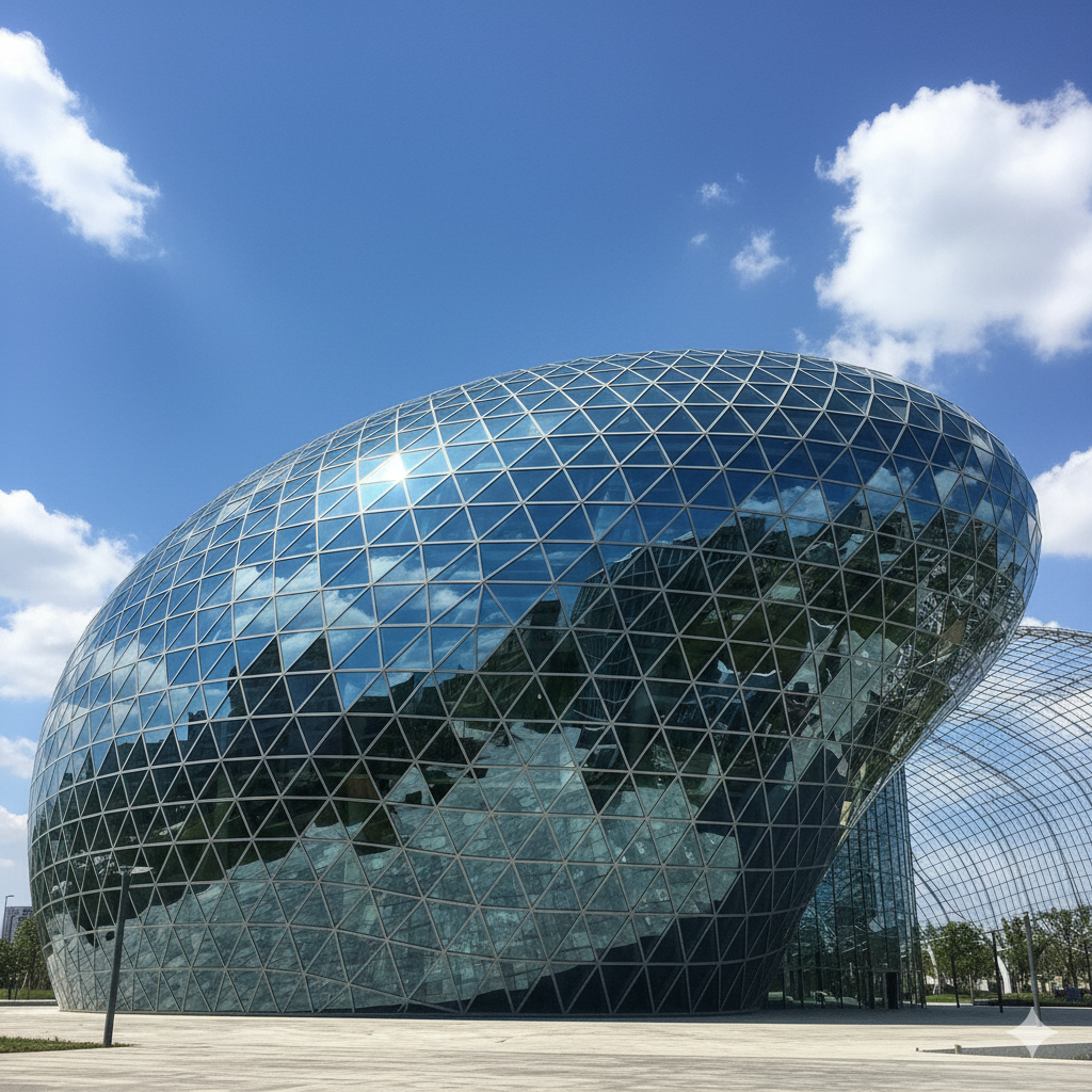 Edificio con fachada de estructura monocapa o single layer