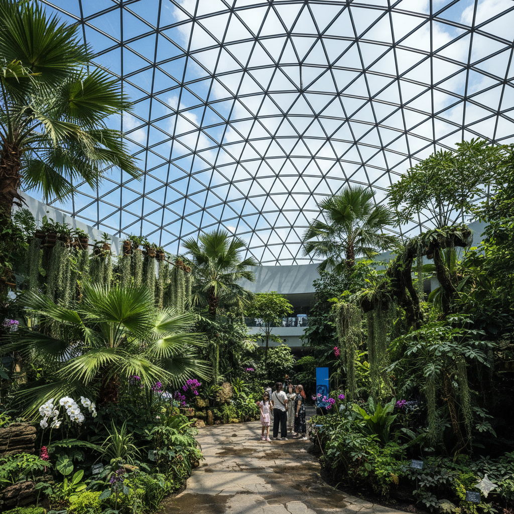 Gran cubierta de cristal resuelta con monocapa