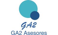 Un logotipo para gaz asesores con dos círculos azules sobre fondo blanco.