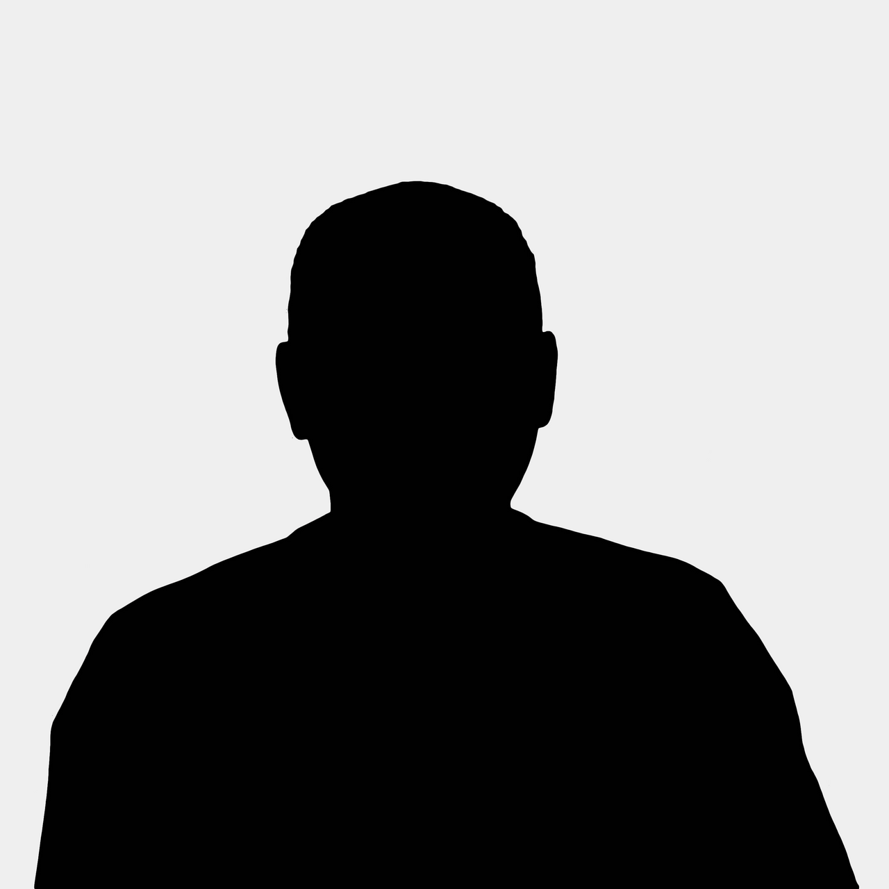 Die Silhouette eines Mannes ohne Gesicht auf weißem Hintergrund.