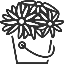 Un dibujo en blanco y negro de un ramo de flores en una maceta.