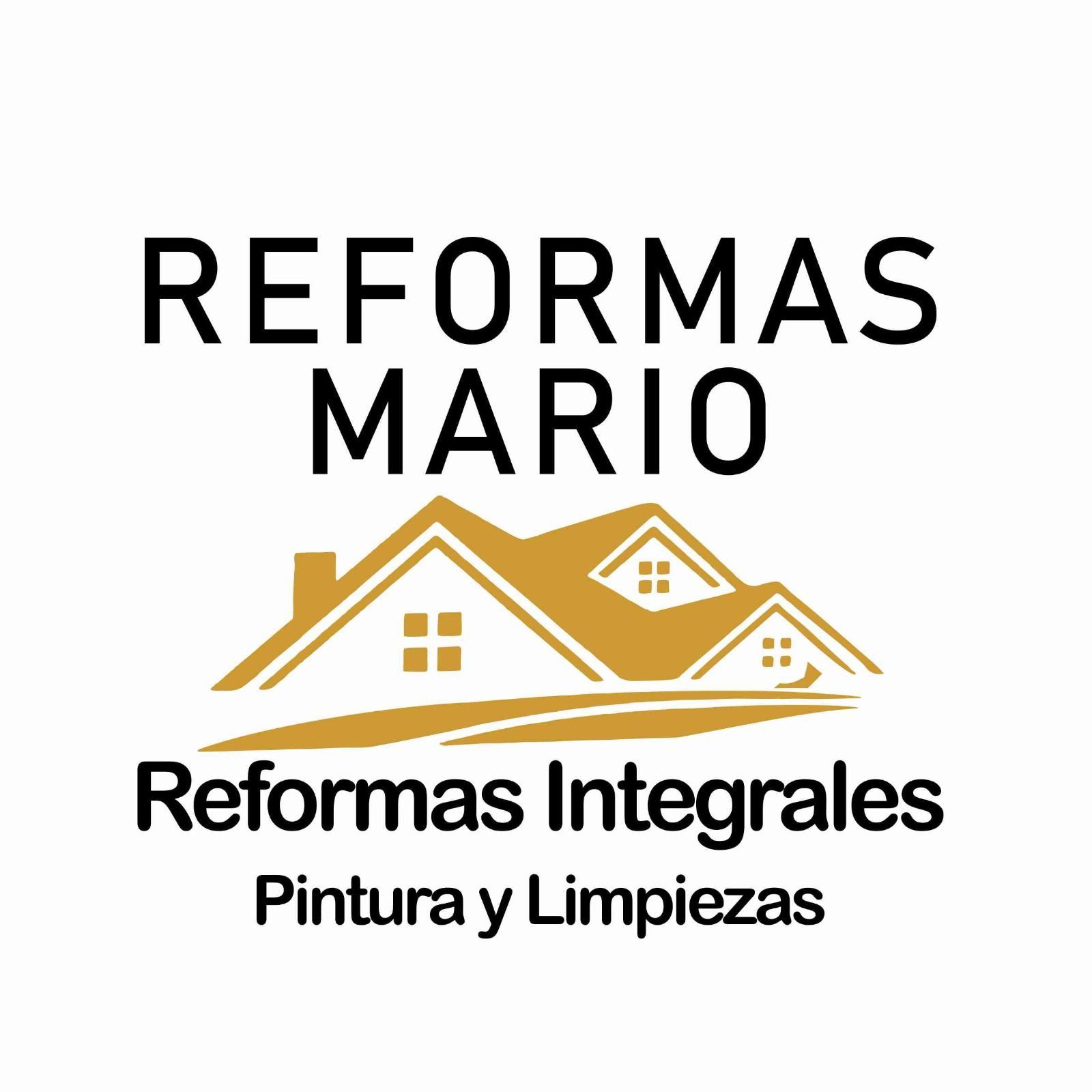 Logo: "Reformas Mario" with golden house illustration, and text "Reformas Integrales, Pintura y Limpiezas" below.