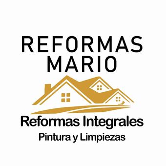 Logo: "Reformas Mario" with golden house illustration, and text "Reformas Integrales, Pintura y Limpiezas" below.