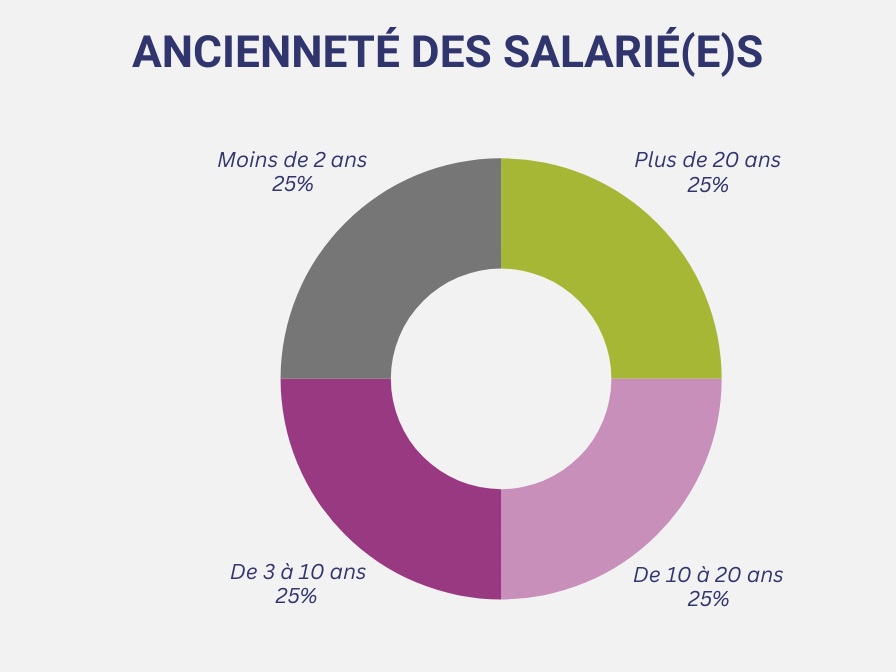 Graphique de représentation de l'ancienneté des salariés du cabinet Cecoval