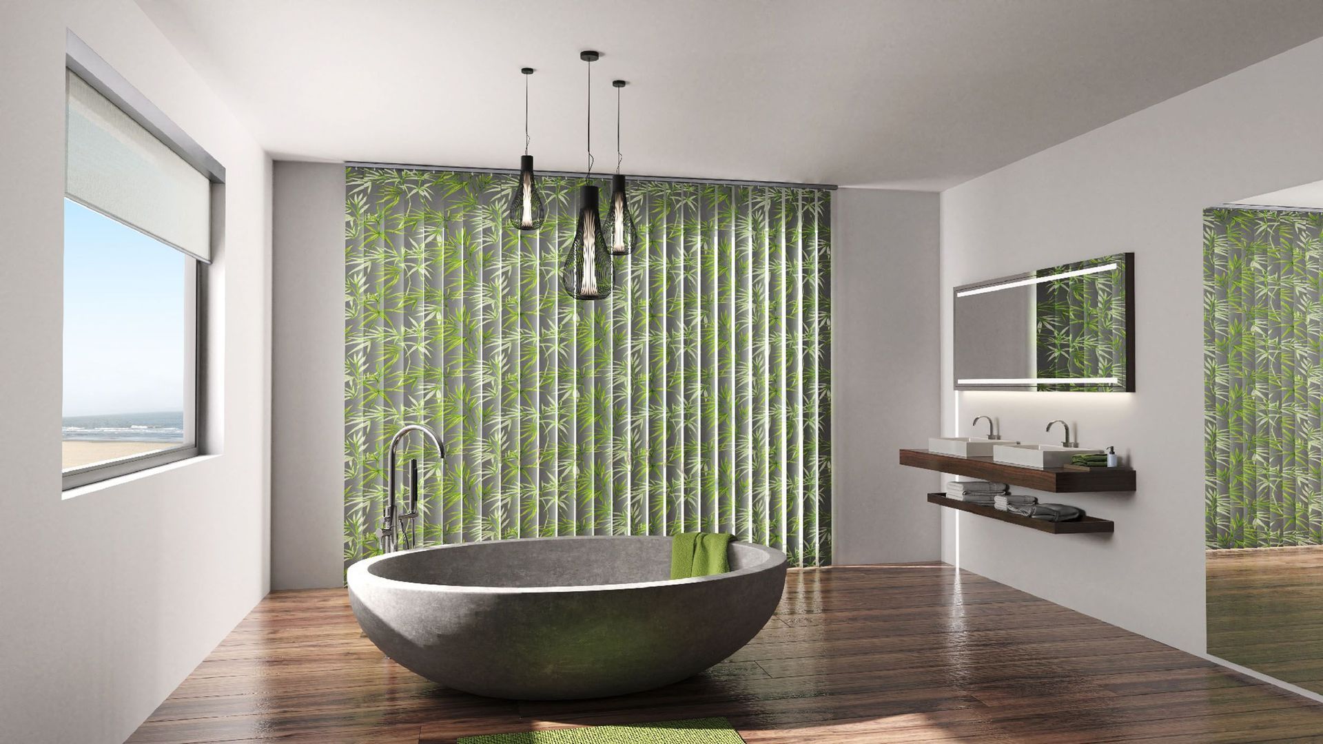 Ein Badezimmer mit Badewanne, Waschbecken und Spiegel.