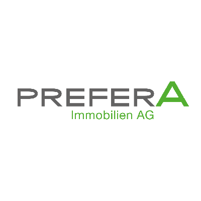 Logo der PREFERA Immobilien AG in Grau und Grün auf weissem Hintergrund