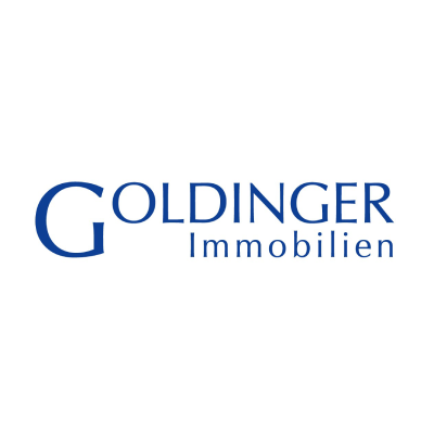 Goldinger Immobilien-Logo in Blau auf weissem Hintergrund