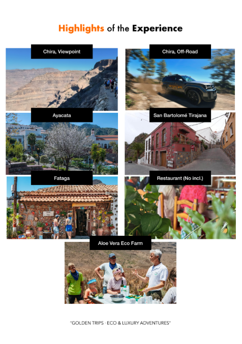 Collage de seis momentos destacados del viaje: picos nevados, edificios rojos, puestos de mercado y gente en un entorno parecido a un jardín.