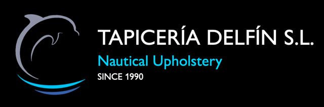 El logotipo de Tapicería Delfín SL, tapicería náutica desde 1990.