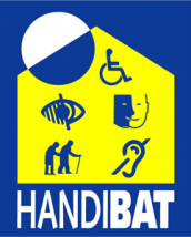  Maison avec symboles d'accessibilité en jaune
