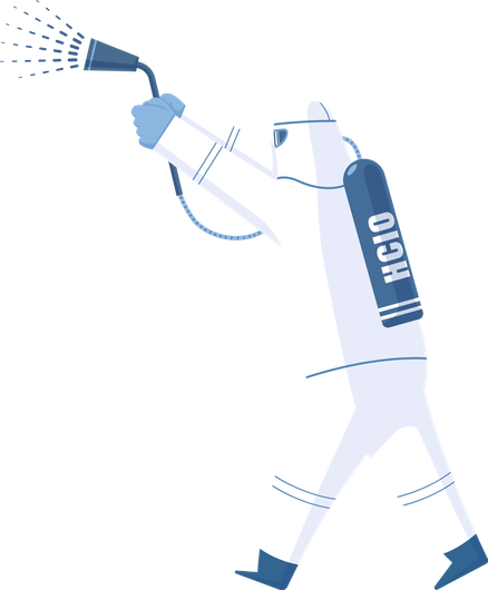 Un technicien hygiéniste avec équipement de désinfection