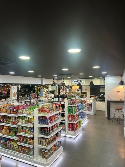 Surtidores de gasolina en una gasolinera con un coche blanco aparcado al lado.