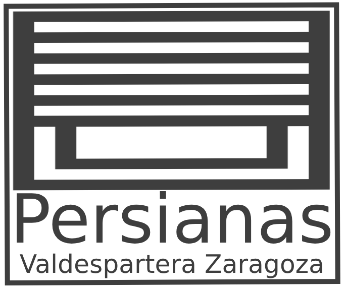 Un logotipo en blanco y negro para persianas valdespartera zaragoza.