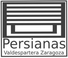 Un logotipo en blanco y negro para persianas valdespartera zaragoza.