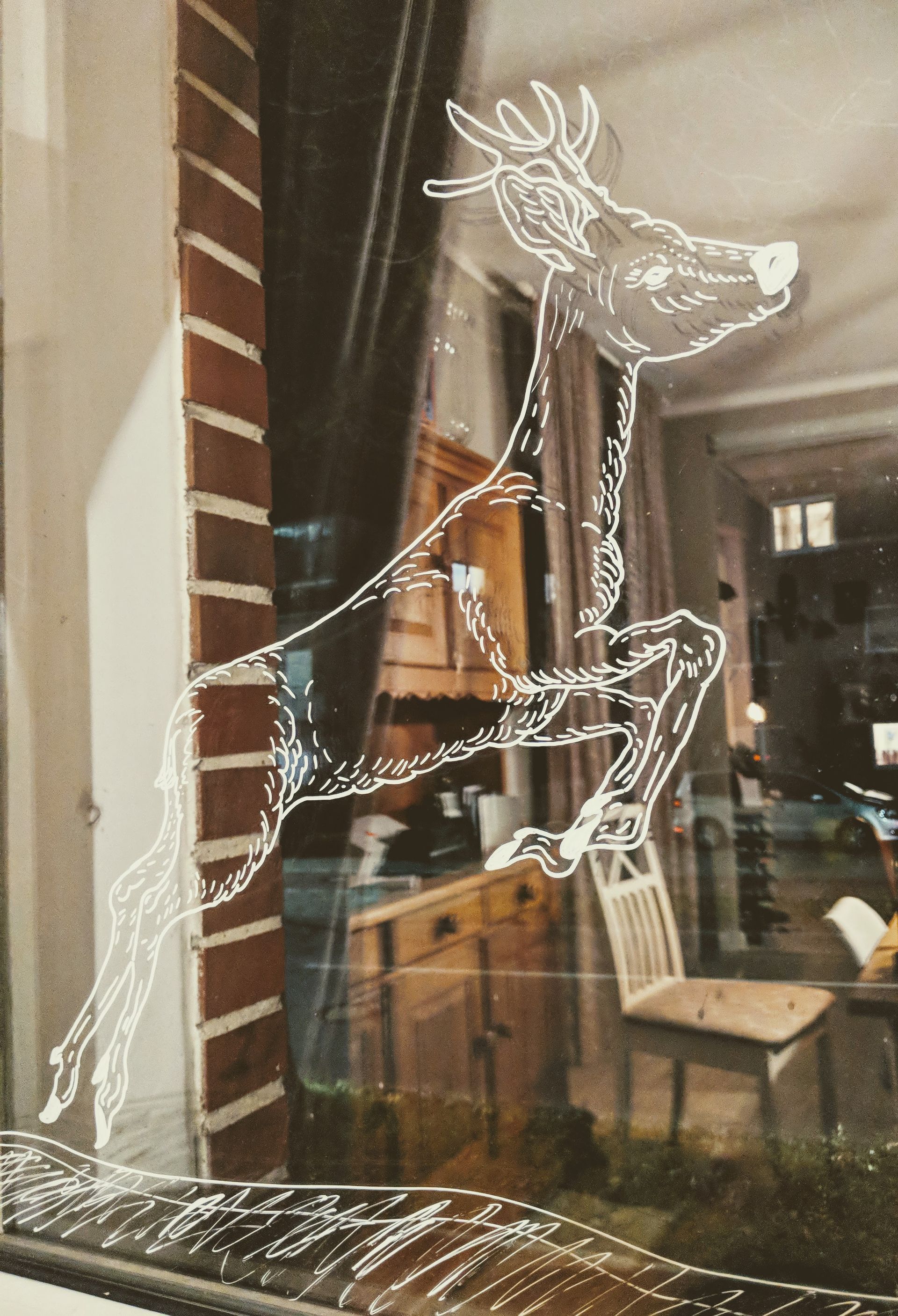 Fenstermalerei Reh