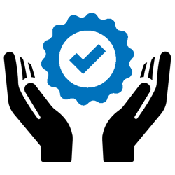 Hand birgt ein Gütesiegel